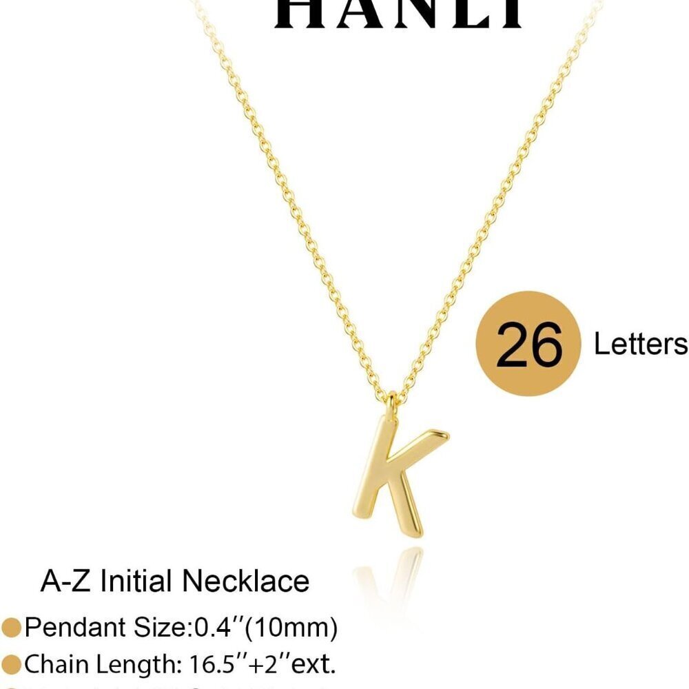 Initial Necklace Women 14k Gold Plated Dainty Alphabet A-Z Gift - Picture 4 of 6